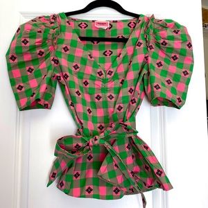 Classic Kate Spade blouse.  Pink & Green. Size 0